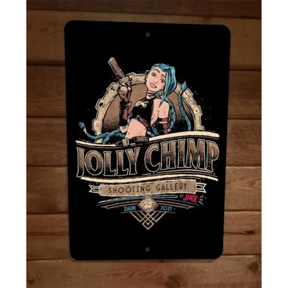 Jolly Chimp Shooting Gallery by Jinx 8x12 Metal Wall Sign Poster‎